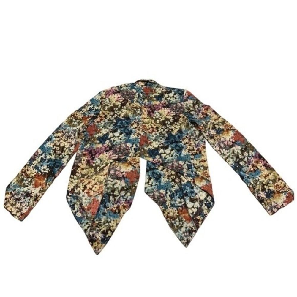 Lush Open Front Cardigan Waterfall Floral Career Artsy Multicolor Size Large